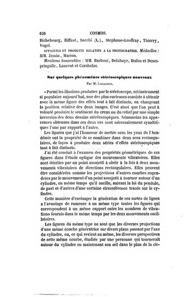 Le cosmos revue encyclopedique hebdomadaire des progres des sciences et de leurs applications aux arts et a l'industrie