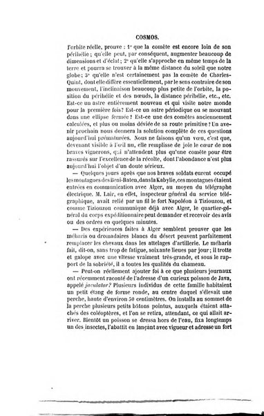 Le cosmos revue encyclopedique hebdomadaire des progres des sciences et de leurs applications aux arts et a l'industrie