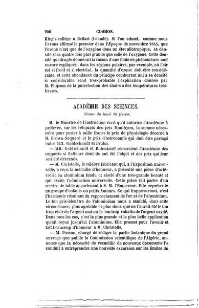 Le cosmos revue encyclopedique hebdomadaire des progres des sciences et de leurs applications aux arts et a l'industrie