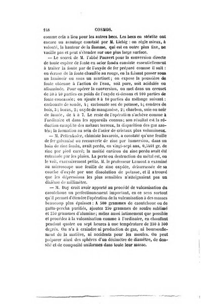 Le cosmos revue encyclopedique hebdomadaire des progres des sciences et de leurs applications aux arts et a l'industrie