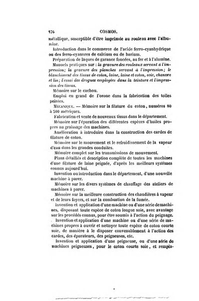 Le cosmos revue encyclopedique hebdomadaire des progres des sciences et de leurs applications aux arts et a l'industrie