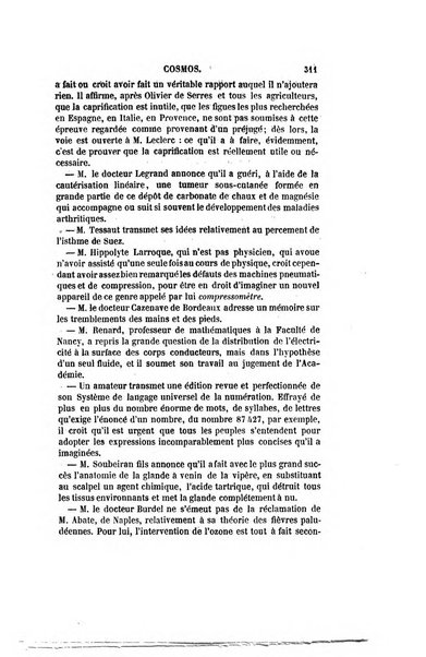 Le cosmos revue encyclopedique hebdomadaire des progres des sciences et de leurs applications aux arts et a l'industrie