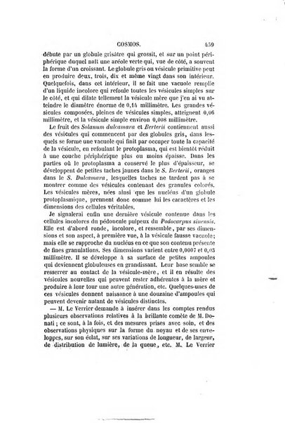 Le cosmos revue encyclopedique hebdomadaire des progres des sciences et de leurs applications aux arts et a l'industrie