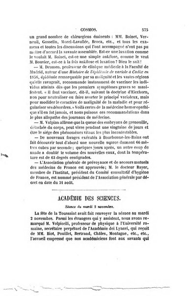 Le cosmos revue encyclopedique hebdomadaire des progres des sciences et de leurs applications aux arts et a l'industrie