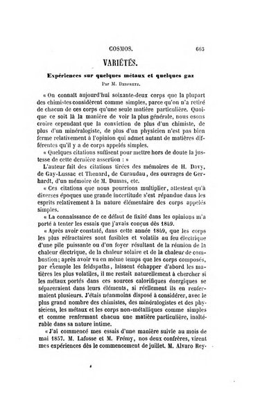 Le cosmos revue encyclopedique hebdomadaire des progres des sciences et de leurs applications aux arts et a l'industrie