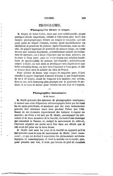 Le cosmos revue encyclopedique hebdomadaire des progres des sciences et de leurs applications aux arts et a l'industrie