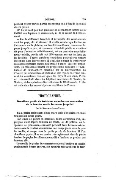 Le cosmos revue encyclopedique hebdomadaire des progres des sciences et de leurs applications aux arts et a l'industrie