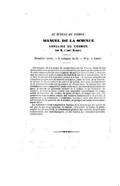 Le cosmos revue encyclopedique hebdomadaire des progres des sciences et de leurs applications aux arts et a l'industrie