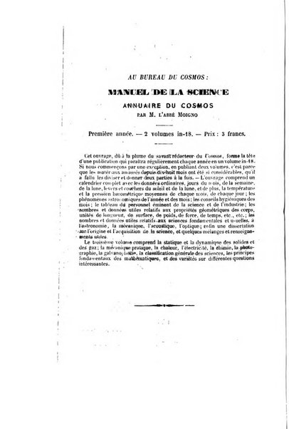 Le cosmos revue encyclopedique hebdomadaire des progres des sciences et de leurs applications aux arts et a l'industrie