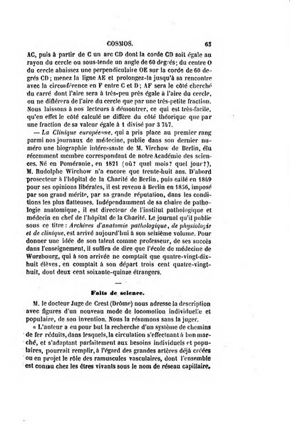 Le cosmos revue encyclopedique hebdomadaire des progres des sciences et de leurs applications aux arts et a l'industrie