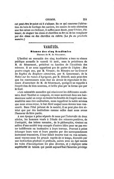 Le cosmos revue encyclopedique hebdomadaire des progres des sciences et de leurs applications aux arts et a l'industrie