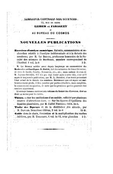 Le cosmos revue encyclopedique hebdomadaire des progres des sciences et de leurs applications aux arts et a l'industrie