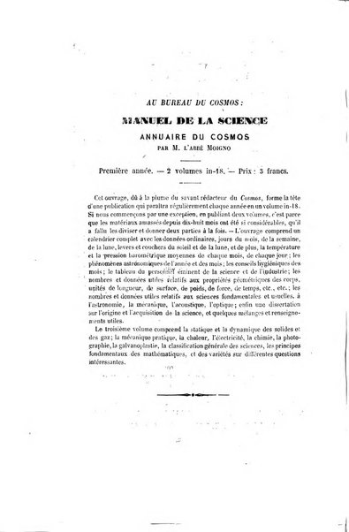 Le cosmos revue encyclopedique hebdomadaire des progres des sciences et de leurs applications aux arts et a l'industrie