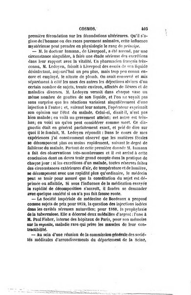 Le cosmos revue encyclopedique hebdomadaire des progres des sciences et de leurs applications aux arts et a l'industrie