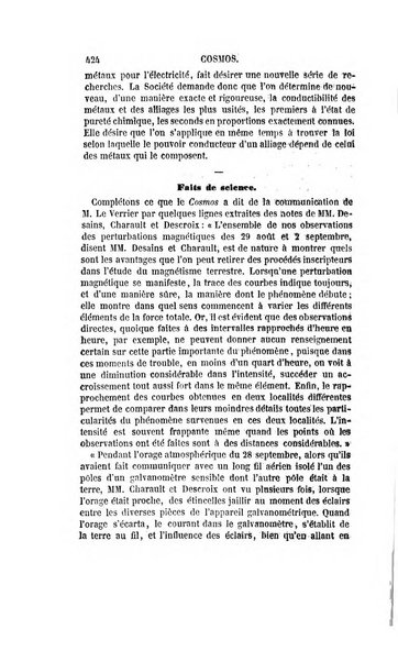 Le cosmos revue encyclopedique hebdomadaire des progres des sciences et de leurs applications aux arts et a l'industrie