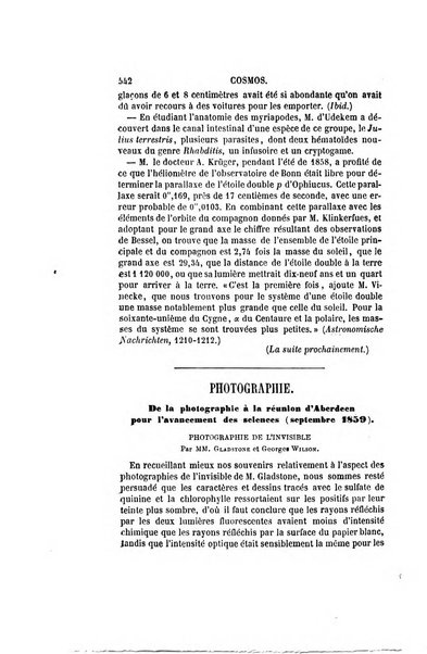 Le cosmos revue encyclopedique hebdomadaire des progres des sciences et de leurs applications aux arts et a l'industrie