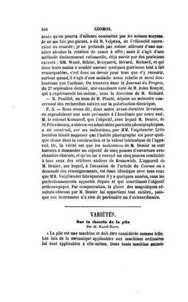 Le cosmos revue encyclopedique hebdomadaire des progres des sciences et de leurs applications aux arts et a l'industrie