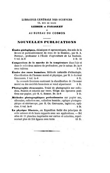 Le cosmos revue encyclopedique hebdomadaire des progres des sciences et de leurs applications aux arts et a l'industrie