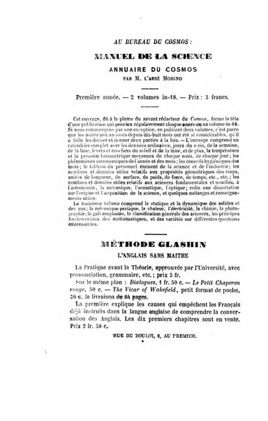 Le cosmos revue encyclopedique hebdomadaire des progres des sciences et de leurs applications aux arts et a l'industrie