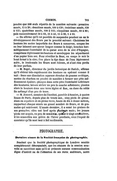 Le cosmos revue encyclopedique hebdomadaire des progres des sciences et de leurs applications aux arts et a l'industrie