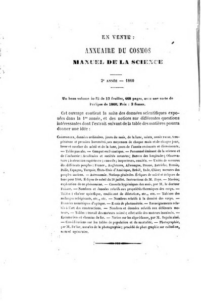 Le cosmos revue encyclopedique hebdomadaire des progres des sciences et de leurs applications aux arts et a l'industrie