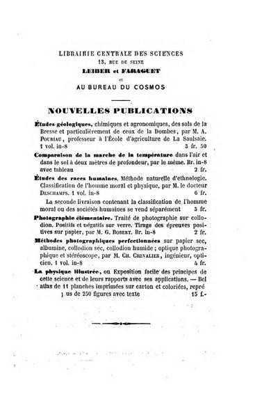 Le cosmos revue encyclopedique hebdomadaire des progres des sciences et de leurs applications aux arts et a l'industrie