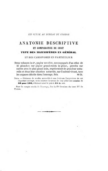 Le cosmos revue encyclopedique hebdomadaire des progres des sciences et de leurs applications aux arts et a l'industrie