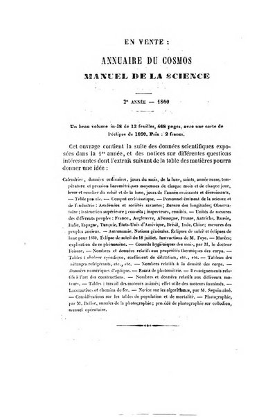 Le cosmos revue encyclopedique hebdomadaire des progres des sciences et de leurs applications aux arts et a l'industrie