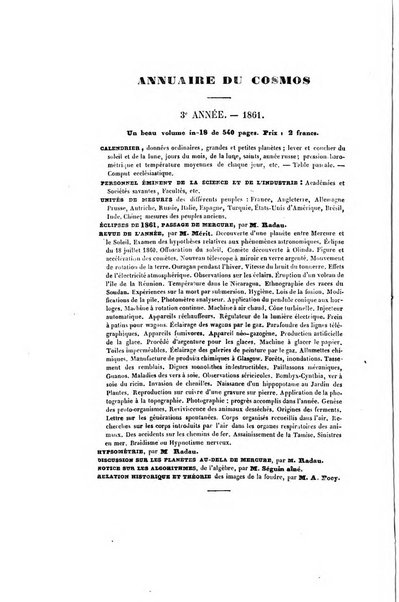 Le cosmos revue encyclopedique hebdomadaire des progres des sciences et de leurs applications aux arts et a l'industrie