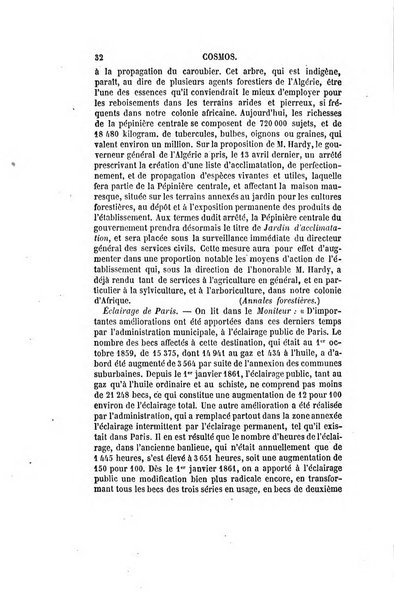 Le cosmos revue encyclopedique hebdomadaire des progres des sciences et de leurs applications aux arts et a l'industrie