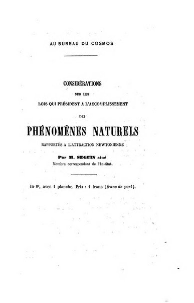 Le cosmos revue encyclopedique hebdomadaire des progres des sciences et de leurs applications aux arts et a l'industrie