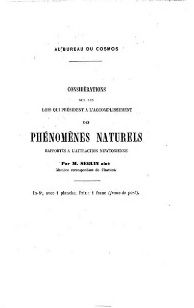 Le cosmos revue encyclopedique hebdomadaire des progres des sciences et de leurs applications aux arts et a l'industrie