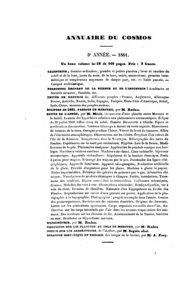 Le cosmos revue encyclopedique hebdomadaire des progres des sciences et de leurs applications aux arts et a l'industrie