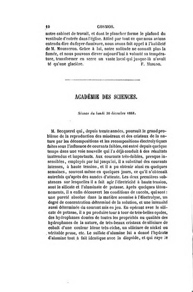 Le cosmos revue encyclopedique hebdomadaire des progres des sciences et de leurs applications aux arts et a l'industrie