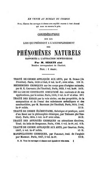 Le cosmos revue encyclopedique hebdomadaire des progres des sciences et de leurs applications aux arts et a l'industrie