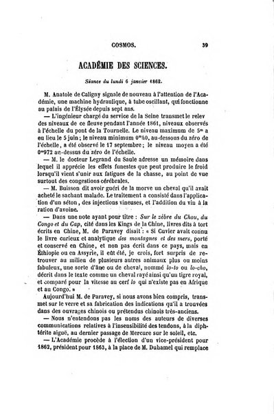 Le cosmos revue encyclopedique hebdomadaire des progres des sciences et de leurs applications aux arts et a l'industrie