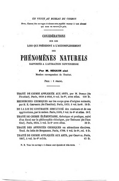 Le cosmos revue encyclopedique hebdomadaire des progres des sciences et de leurs applications aux arts et a l'industrie