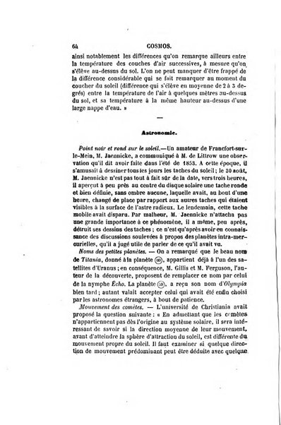 Le cosmos revue encyclopedique hebdomadaire des progres des sciences et de leurs applications aux arts et a l'industrie