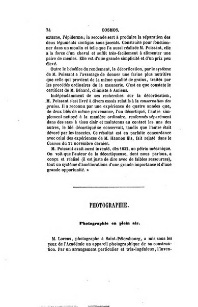 Le cosmos revue encyclopedique hebdomadaire des progres des sciences et de leurs applications aux arts et a l'industrie