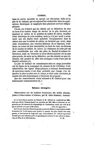 Le cosmos revue encyclopedique hebdomadaire des progres des sciences et de leurs applications aux arts et a l'industrie