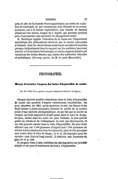 Le cosmos revue encyclopedique hebdomadaire des progres des sciences et de leurs applications aux arts et a l'industrie