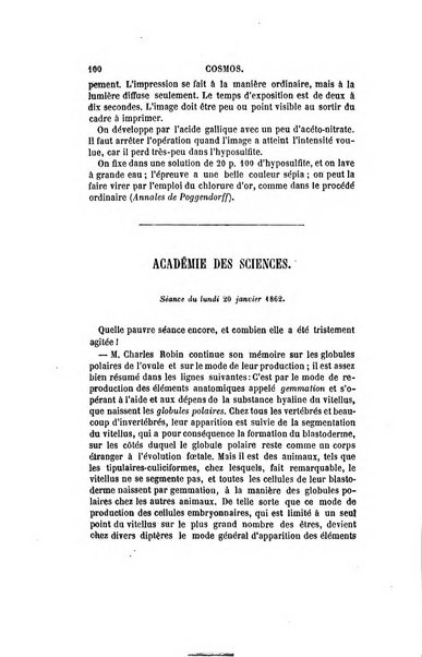 Le cosmos revue encyclopedique hebdomadaire des progres des sciences et de leurs applications aux arts et a l'industrie