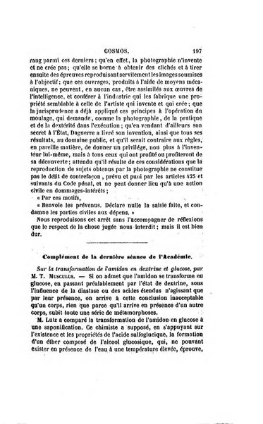 Le cosmos revue encyclopedique hebdomadaire des progres des sciences et de leurs applications aux arts et a l'industrie