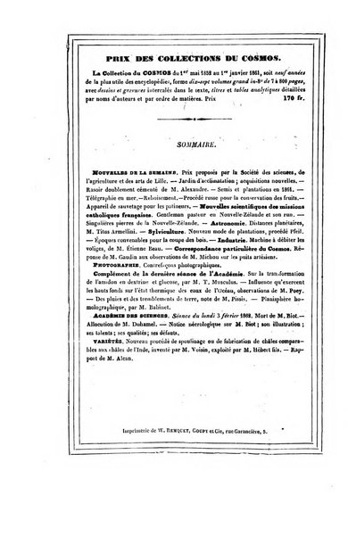 Le cosmos revue encyclopedique hebdomadaire des progres des sciences et de leurs applications aux arts et a l'industrie