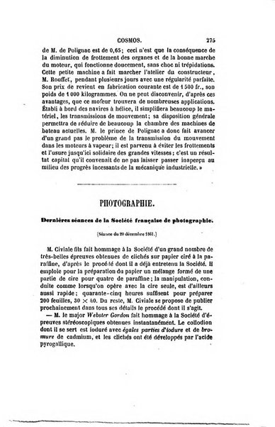 Le cosmos revue encyclopedique hebdomadaire des progres des sciences et de leurs applications aux arts et a l'industrie