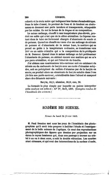 Le cosmos revue encyclopedique hebdomadaire des progres des sciences et de leurs applications aux arts et a l'industrie