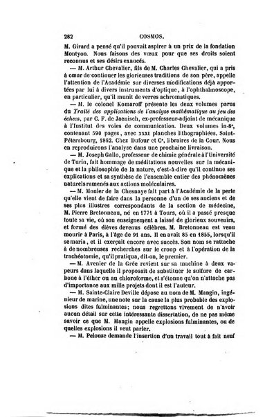 Le cosmos revue encyclopedique hebdomadaire des progres des sciences et de leurs applications aux arts et a l'industrie