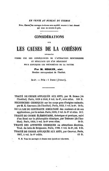 Le cosmos revue encyclopedique hebdomadaire des progres des sciences et de leurs applications aux arts et a l'industrie