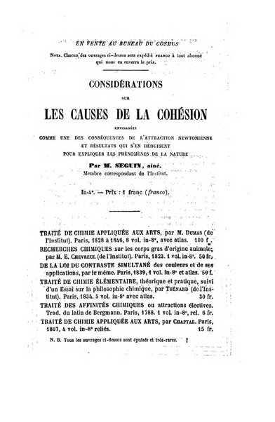 Le cosmos revue encyclopedique hebdomadaire des progres des sciences et de leurs applications aux arts et a l'industrie