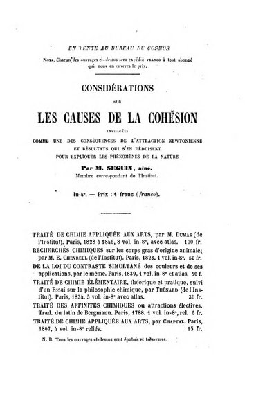 Le cosmos revue encyclopedique hebdomadaire des progres des sciences et de leurs applications aux arts et a l'industrie